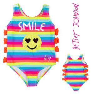 NWT Betsey Johnson Rainbow Stripe 1-Piece Swimsuit
